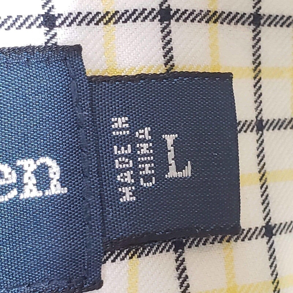 Polo Ralph Lauren Oxford Men's Large Yellow Check LS Button Down Shirt Vintage - Picture 8 of 9